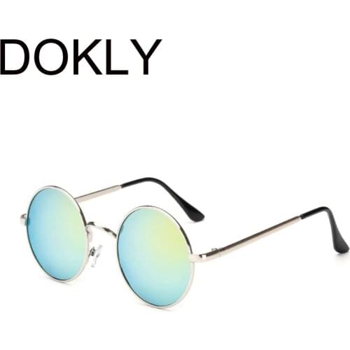 DOKLY New Fashion show style glasses Real Polarized sunglasses vintage round sunglasses UV400 Black lens