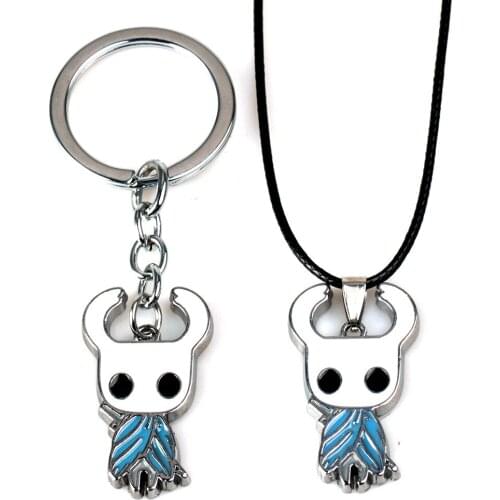 New Game Hollow Knight Protagonist Necklace Keychain Alloy Pendant Keyring For Fans Souvenir Fashion Choker llaveros Jewelry