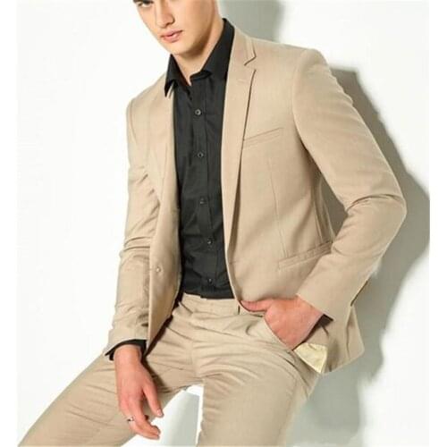 New Fashion One Button Groom Tuxedos Groomsmen Notch Lapel Mens Suits Blazers (Jacket+Pants+Tie) W:826