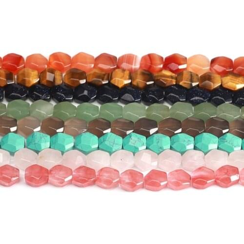 High Quality 8mm 10-12mm 18 Color Natural Stone Faceted Shape Necklace Bracelet Jewelry DIY Gems Loose Beads wk7