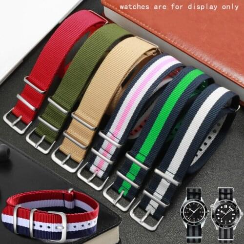 CICIDD NATO Nylon Watchband 18mm 20mm 22mm Stripe Strap Pin Buckle Males And Females Sport Casual Canvas Wristband