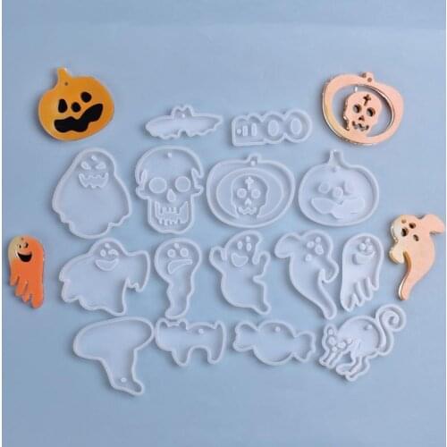 DIY Halloween Pendant Silicone Mold Pumpkin Skull Party Decoration Epoxy Resin Mold For Homemade Skeleton UV Resin Crafts Making