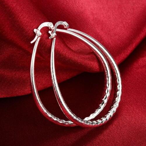 Street fashion 925 Sterling Silver Earrings for Women Jewelry 4CM Big circle earrings high quality Christmas gifts