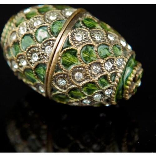 Jewelry Trinket Boxes Alloy Metal Rhinestone Ellipse Arts Decorative Collectible Vintage Packaging Classical Gift Box