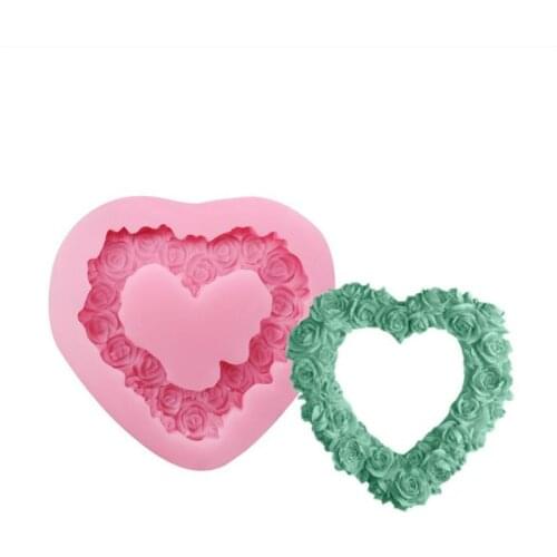 Rose Flower Heart Shape Silicone Mold Fondant Cake Baking Molds Chocolate Candy Mould Valentines Day Cake Decoration Gifts