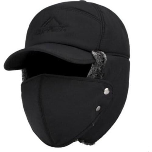 Warm Bomber Hats Men Women Aviator Bomber Faux Fur hat with Ear Flap Winter Ski Trooper Trapper Cotton Solid Color Lei Feng Cap