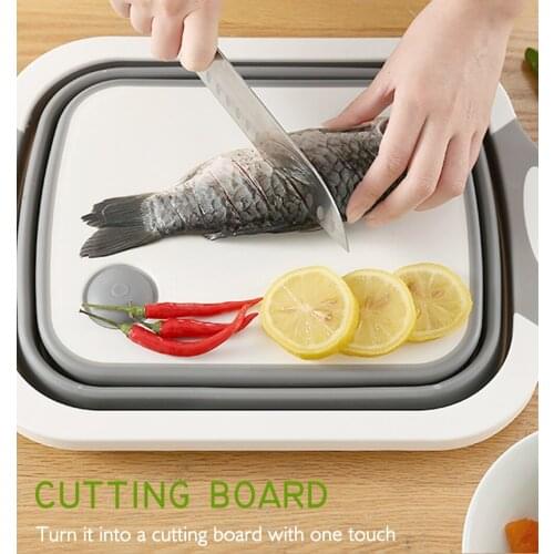 XYj Multi-function 3 In 1 Folding Cutting Board Kitchen Foldable Drain Basket Chopping Blocks Washing Basket BBQ Camping Hiking