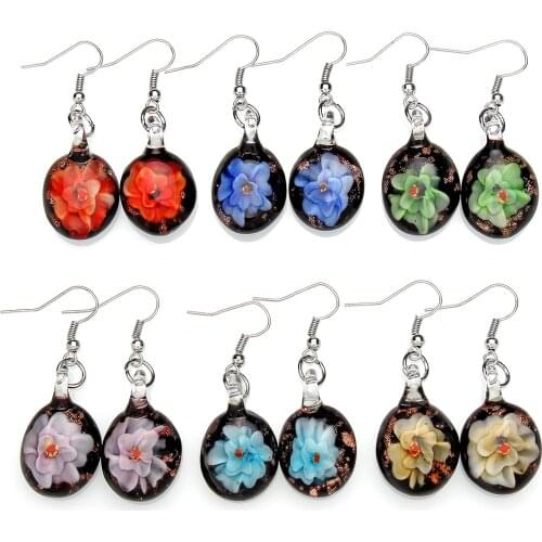 Yingwu 1 Pair Fashion Lampwork Glass Murano Round Pendant Earrings Jewelry Good Quality