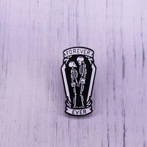 Love you "Forever ever" skeleton coffin lapel pin couple wedding anniversary gift romantic accessory