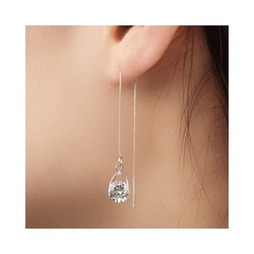 New fashion Zircon water droplet tassel asymmetric ear line For Women girl Accessories jewelry wholesale