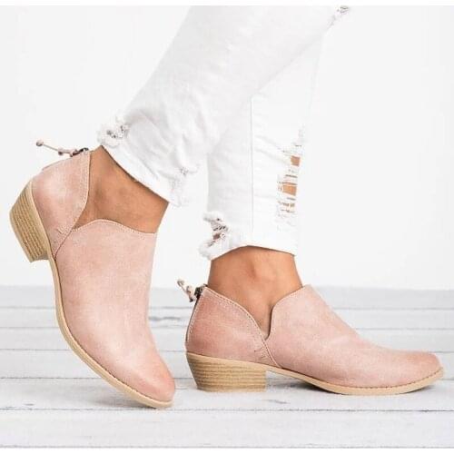 Autumn Ankle Women Boots Square Heel Slip On Women Female High Heels Single Shoes Pointed Toe Casual Ladies Fashion