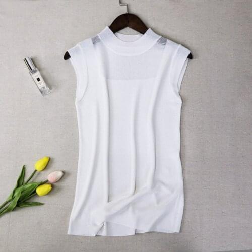 2021 Spring Summer Half High Collar Sexy Tank Tops Women Sleeveless Knitted Vest Female Elasticity Solid Slim Pullover Bottoming