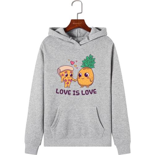 Women Hoodies Sweatshirts Hooded Sweatshirt Pineapple Pizza Print Autumn Winter Pullover Female Hoodie Tops Clothes Outwear