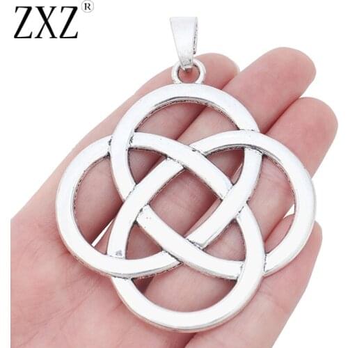 ZXZ 2pcs Large Chinese Knot Charms Pendants for Necklace Jewelry Making Findings 73x66mm