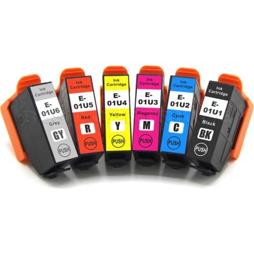 01U BK/C/M/Y/R/GY ink cartridge for Expression Photo HD XP15010 XP15080 XP-15010 XP-15080,full ink with chips