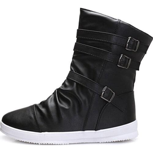 2020 Boots Mens Boots Leather Unisex Ankle Punk Motorcycle Martins Boots Men Winter Snow Shoes Zapatos Mujer Boots R12-64