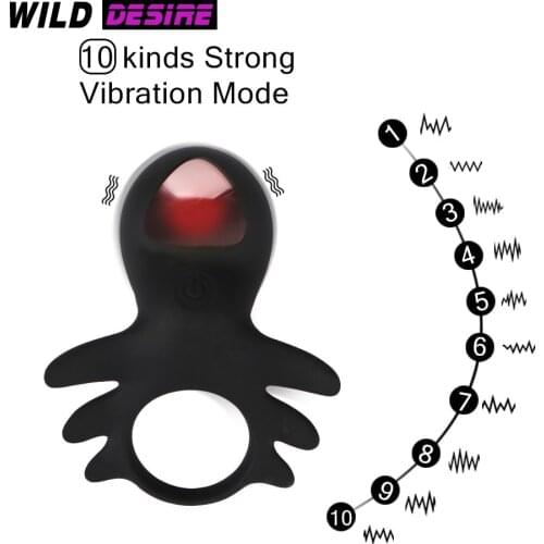 2020 New 10 Speed Penis Rings Vibrator Cock Ring Studs USB Charging Silicone Dick Ring Vibrating Sex Toys For Men Cockring Tools