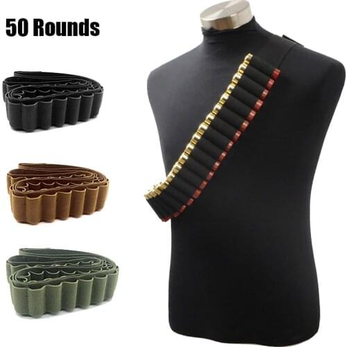 50 Rounds Tactical Bullet Shell Holder Military Cartridge Waist Belt Ammo Holder Belt Airsoft Bandolier Bullet Holster Carrier