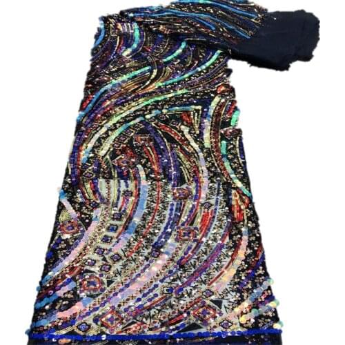 African Sequins Lace Fabric 2021 High Quality Lace Nigerian Lace Fabrics Embroidery French Tulle Lace Fabric Sewing xb-195