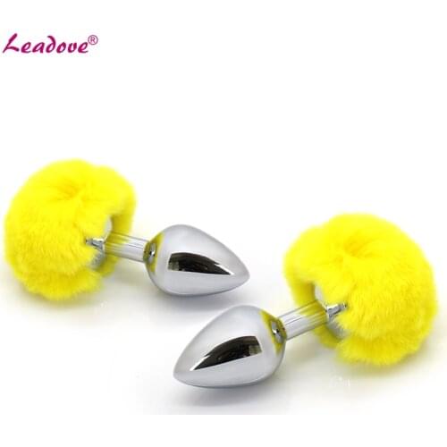 Small Size Stainless Steel Rabbit Tail Anal Plug Bunny 10 Color Buttplug Sex products for Women Sex Toys GS0039