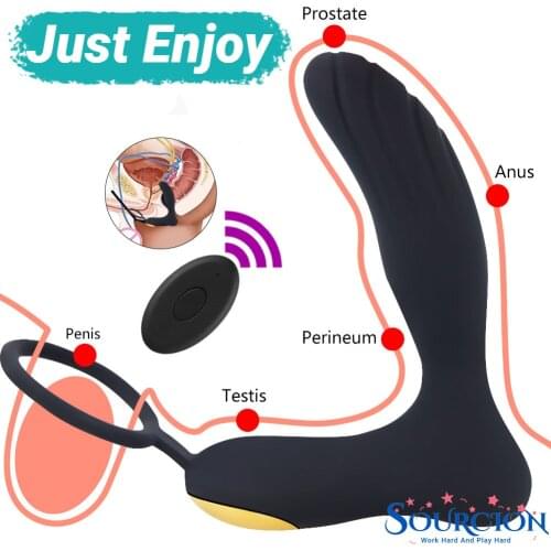 SWT Male Anal Vibrator Prostate Massage Gay Delay Ejaculation Ring Anal Plug Prostate Stimulator Butt Plug Adult Sex Toy