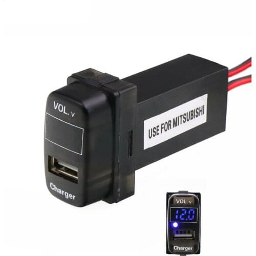 5V 2.1A USB Interface Socket Car Charger and Voltage Meter Battery Monitor Use for Mitsubishi,ASX,Lancer,Outlander,Pajero