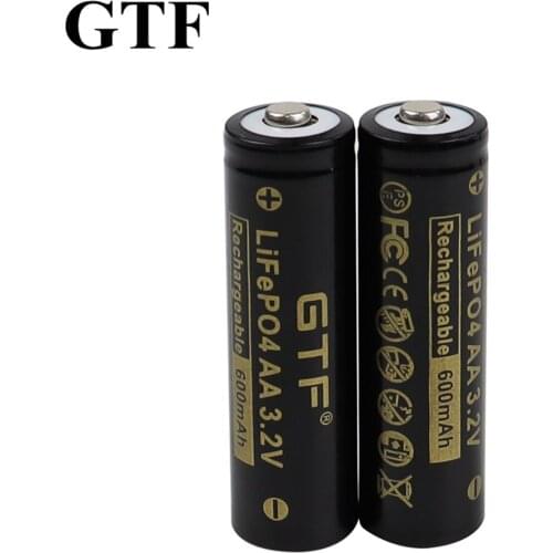 Gtf 3.2v lifepo4 aa camera battery and solar lights led electric wireless mouse toy pointed at 600mah battery lithium battery