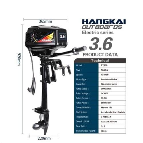 Free Shipping 2021 New Design 48V 800W Brushless Electric Outboard Motor Inflatable Boat Engine Great Made High Quality