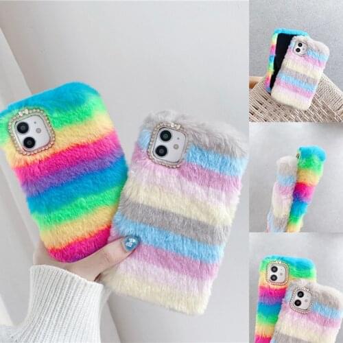 Warm Plush Fluffy Fur Colorful Phone Case For Samsung A02 A32 A42 S7 S6 S5 S4 S3 Note 9 8 5 4 3 2 A10 S A20 A40 A11 A31 A41 A30S