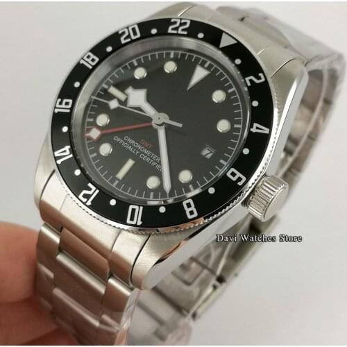 Corgeut 41mm Top Luxury Men Watches lume Schwarz Bay GMT Automatic Military Sport Swim Clock Mechanical Wristwatch