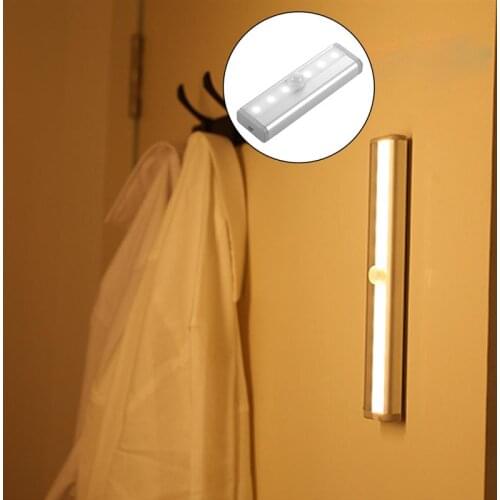 Sensor Wireless Night Light 1.5W LED Light Bar Human Body Induction Lamp Strip for Home Cabinet Wall Staircase , 6/10 LED