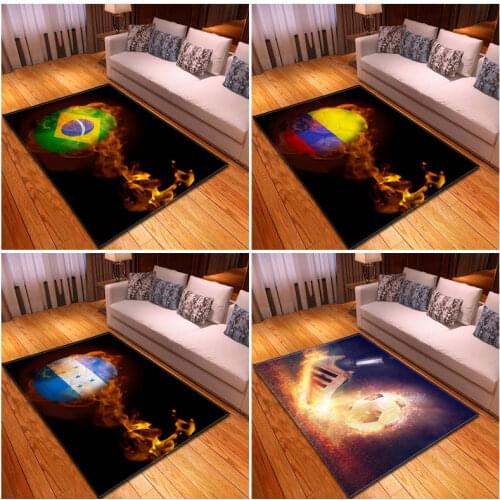 Kids 3D Bedroom Living Room Carpet Rug Flame Football Printed Pattern Rugs Billiard Printed Pattern Rug