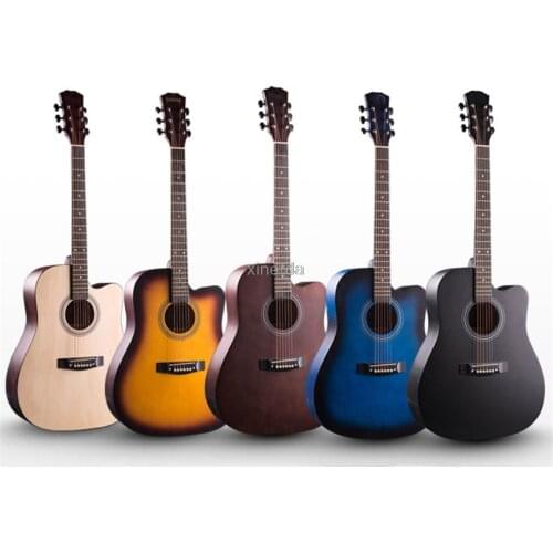 41 Inch Guitarra Acoustic Folk Guitar Practice Solid Wood 6 String Guitar With Bag For Musical Instrument Lover Beginner