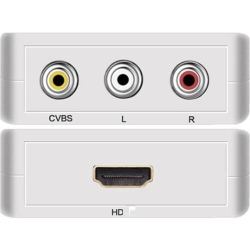 HD TO AV Scaler Adapter HD 1080P Video Composite Converter Box HD to RCA AV/CVSB L/R Video Mini HD-M12AV Support NTSC PAL