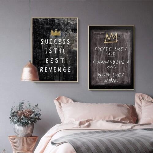 Canvas Painting Success Is The Best Revenge Motivational Graffiti Street Art Great Like A God Quote Wall Art for Home Decor