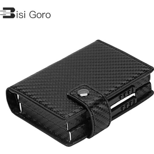 BISI GORO 2 Metal Card Holder Credit Card Case Women Men Card ID Holder Side Push Double Card Wallet Aluminium RFID Blocking