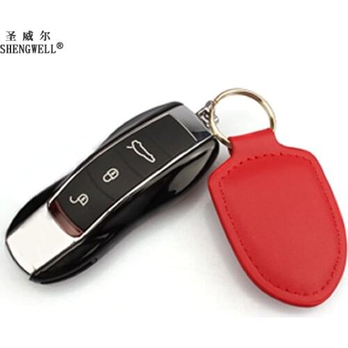 Genuine Cow Leather Keychain For Porsches High Quality Car Key Ring Holder Key Wallet Gift