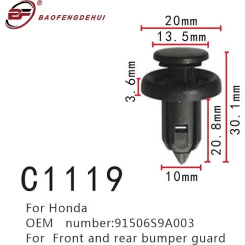 Fastener Clips For Honda Auveco Accord Civic CR-V Acura MDX RDX TSX 91506S9A003 Front Rear Bumper Guard Fastener Positioning