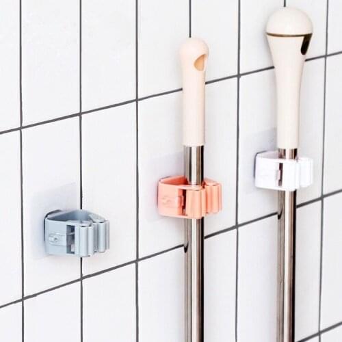 Mop Hooks Wall Mount Holder Free Punching Broom Clip Vibrato Artifact Strong Viscose Buckle Bathroom Fixing Rack Hook