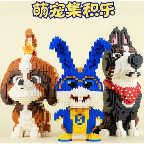 Mike Dog Building Blocks Diamond Micro Cat mouse Small Particles Spelling Toy Pet Dog Block Model Toys for Children Gifts