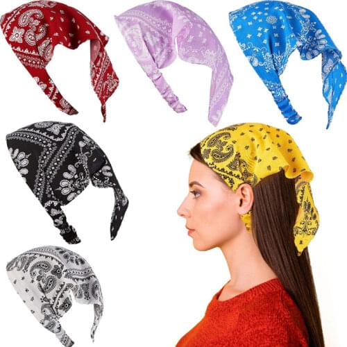 Multifunctional Headscarf Punk Rock Hair Accessories Bohemian Print Bandana Hair Bands Unisex Square Scarf Turban Headband