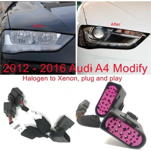 CZMOD Car Headlight Modification Upgrade Transfer Wire Harness Headlamp Modify For 12-16 Audi A4 Halogen To Xenon Plug And Play