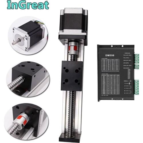Slide Table Platform Rail Sliding Linear Stage BallScrew Rod Guide 200MM Stroke & NEMA23 57MM 1.2Nm Stepper Motor Driver Kits