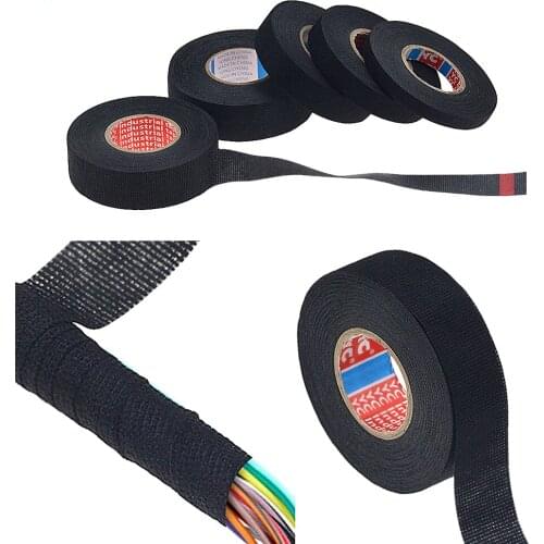 New Adhesive Cloth Tape For Cable Harness Wiring Loom Width 9 / 15/ 19/ 25/ 32 mm Length15M Car Velvet Wiring Harness Tape