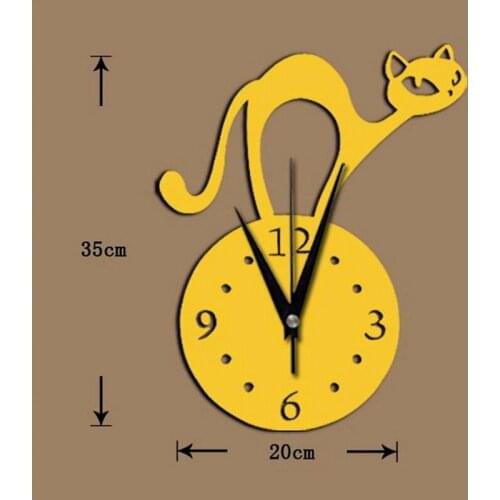 New diy wall clock digital clocks watch horloge acrylic 3d mirror stickers cartoon living room still life quartz needle