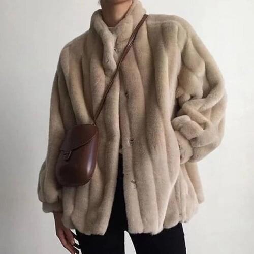 2021 Autumn Winter Faux Mink Fur Coats Womens Warm Mink Velvet Jacket Woman Long Fur Parka Coat Female Long Sleeve Outwear Tops