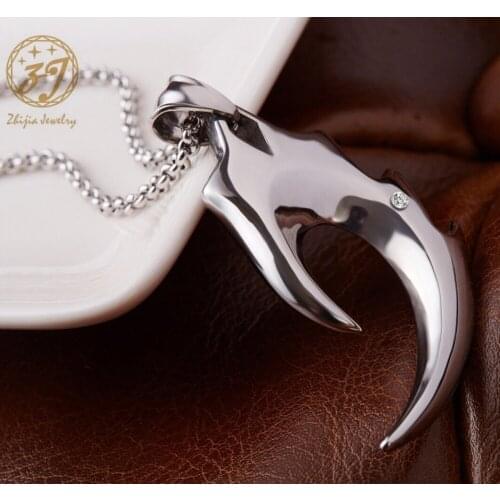 Zhijia Men/Woman Stainless Steel Wolf Tooth Spike Pendant Necklace Men Personality Male Necklace Jewelry For Friends Gift