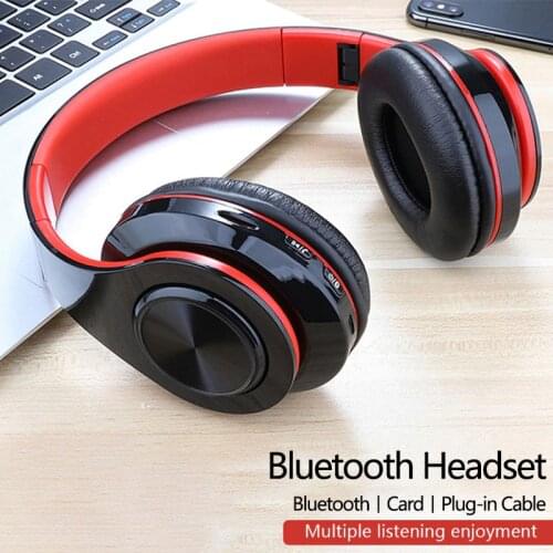 3 Modes Bluetooth Card Plug-in Cable Portable Folding Stereo Bluetooth Headset With Microphone LED Colorful Lights Headphones