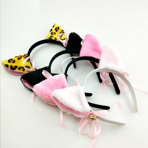 New Short Plush Tiger Leopard Cat Ear Headband Cute Women Girls Kids Party Festival HairBand Halloween Christmas