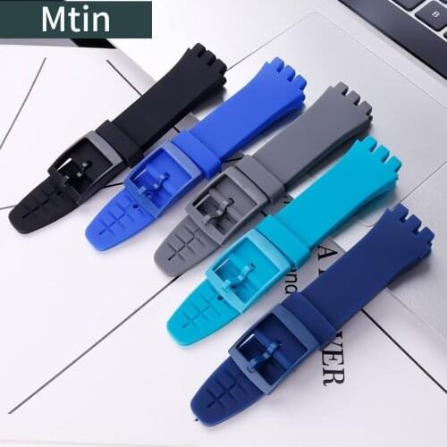 Silicone strap 20mm pin buckle watch accessories for Swatch Swatch SUSB401 SUSW402 SUSN401 SUSR401 outdoor sports wristband
